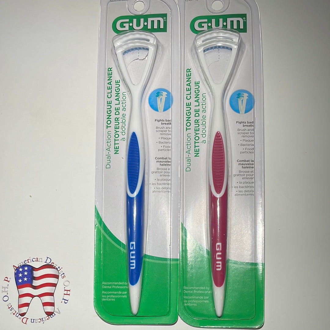 GUM® Dual Action Tongue Cleaner Brush/Scraper, 1ct